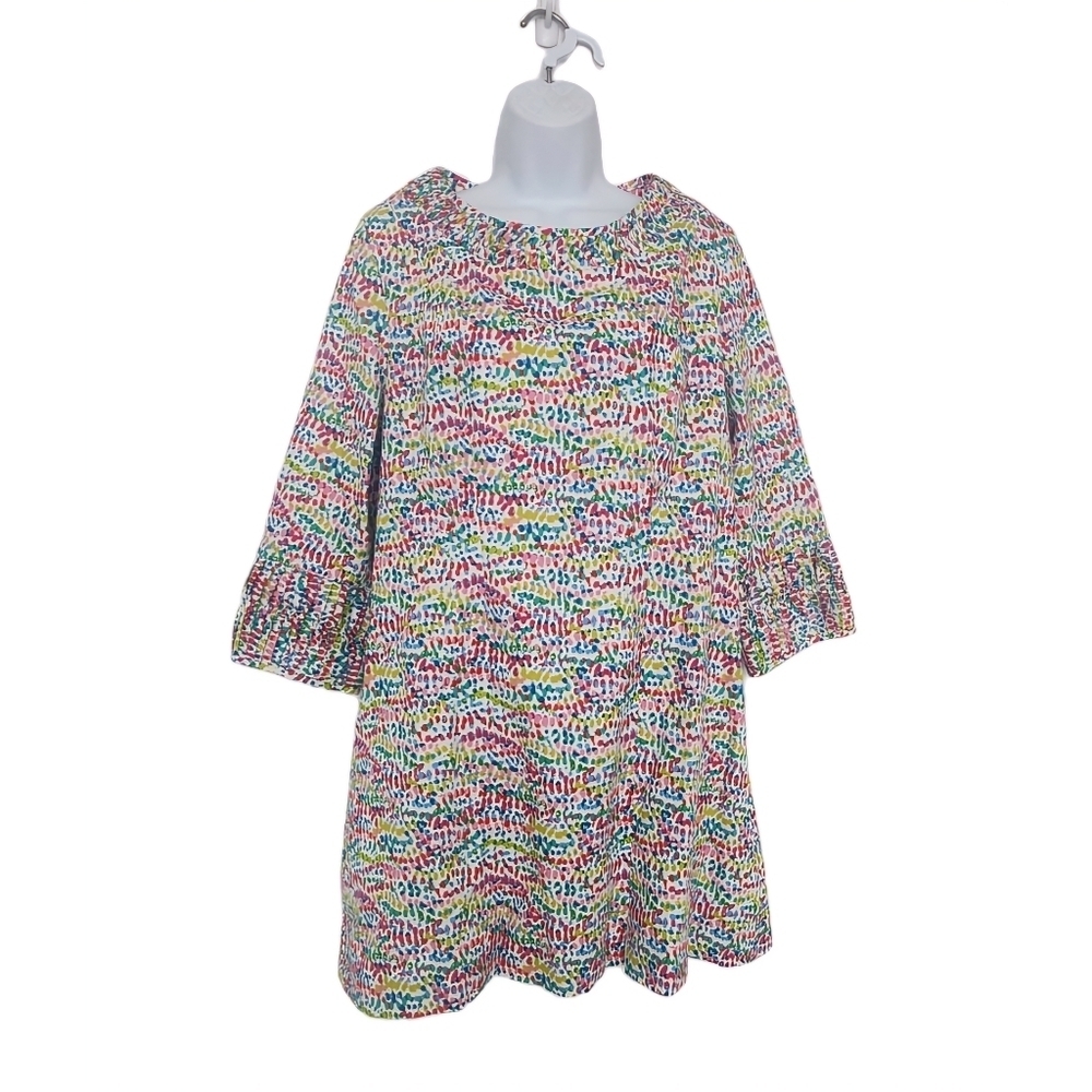 Nuny Couturier Vintage Style Ditsy Print Mini Shift Dress M/L Summer 3/4 Sleeve. - Picture 1 of 9